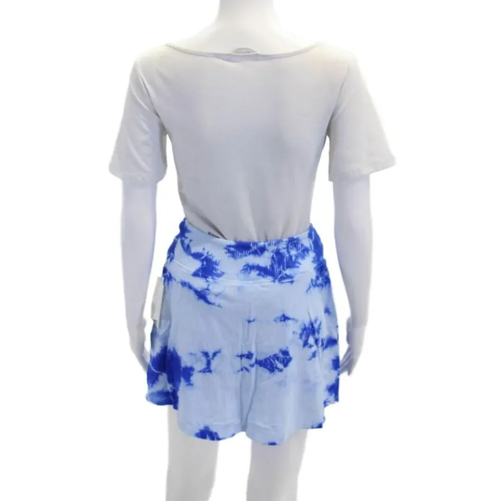 Year Of Ours Womens Tie Dyed Ribbed Knit Club Skort Skirt Blue Size Medium